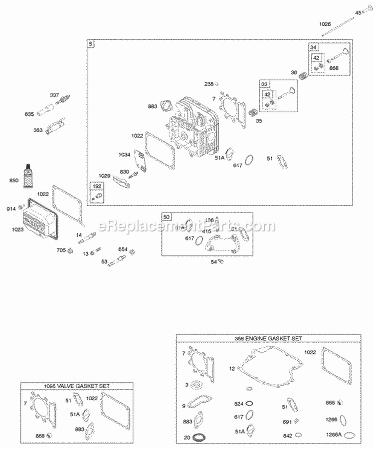 Cylinder Head Gasket Set - Engine Gasket Set - Valve Intake Manifold Valves Diagram and Parts List for 217702-0111-B1  Briggs and Stratton Engine